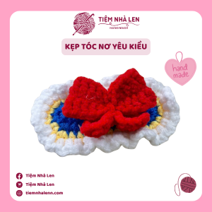 Kẹp Tóc Len Nơ Yêu Kiều - Handmade