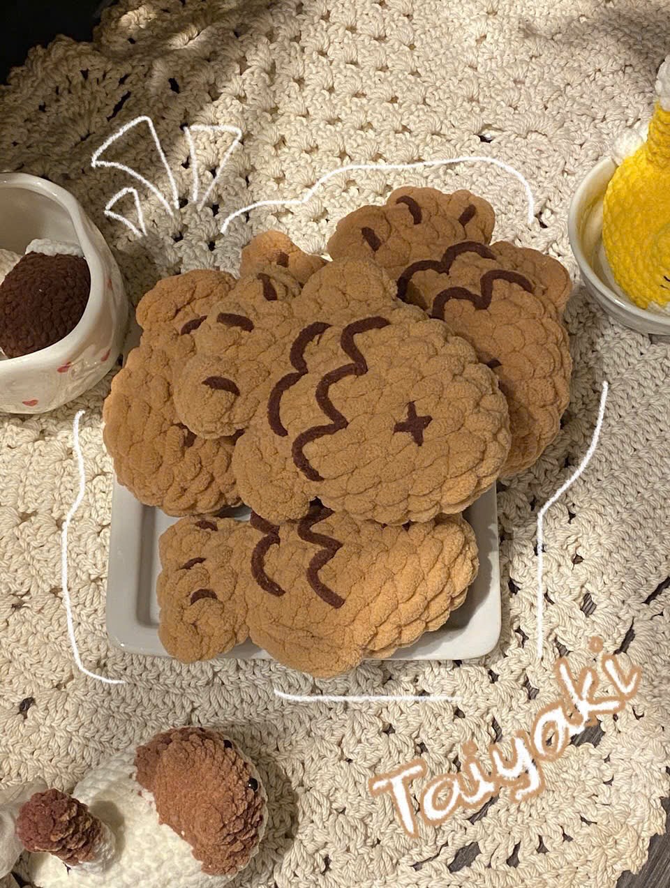 cá taiyaki và mèo cà phê